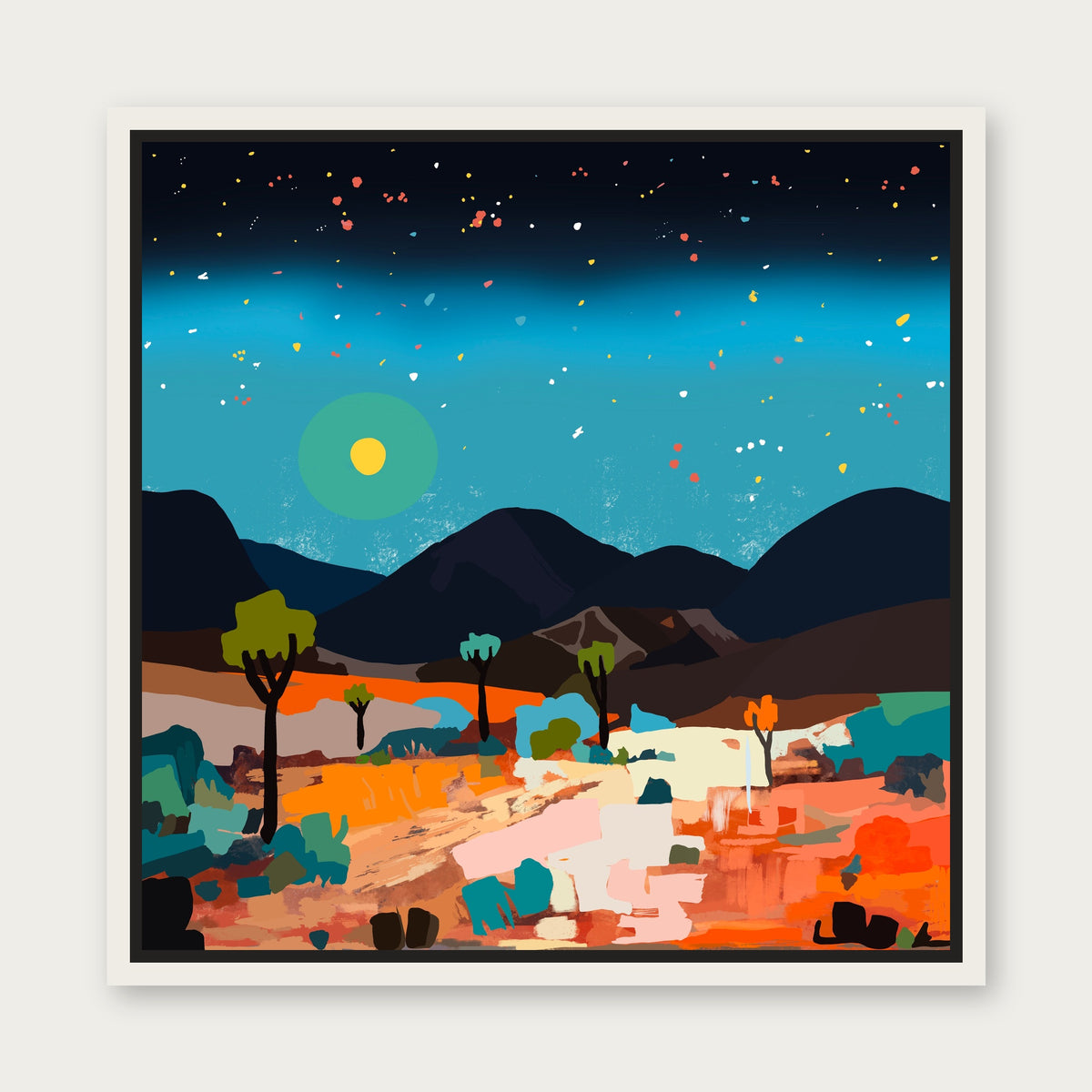 Night Sky 1 Floating Frame Canvas - White floating frame
