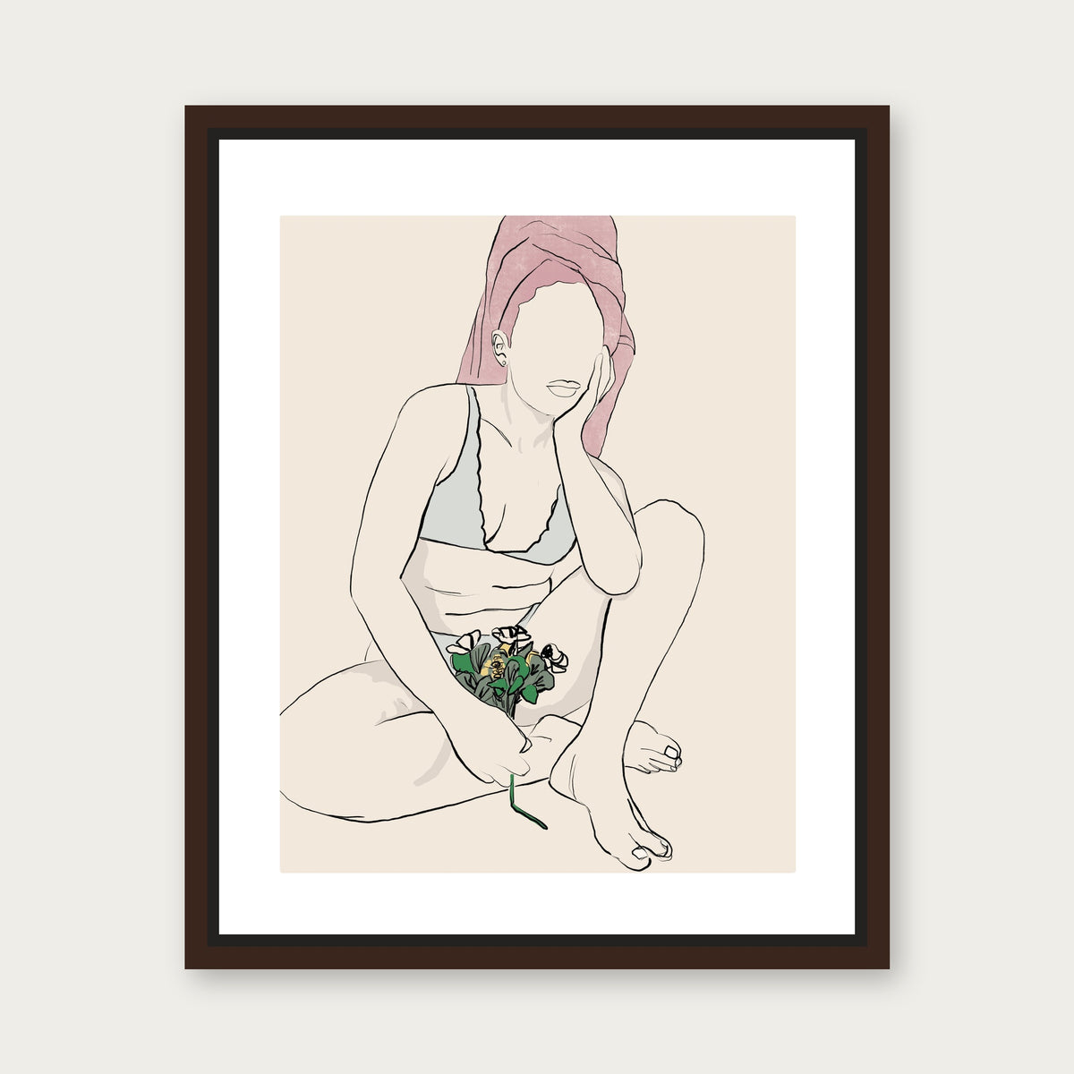 No Worries 1 Floating Frame Canvas - Espresso floating frame