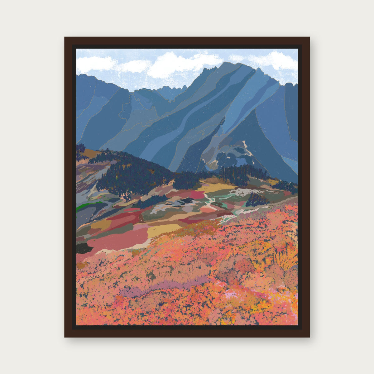 North Cascades Floating Frame Canvas - Espresso floating frame