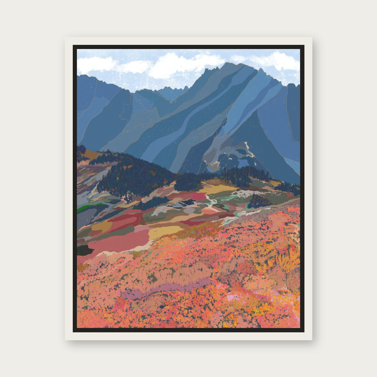 North Cascades Floating Frame Canvas - White floating frame