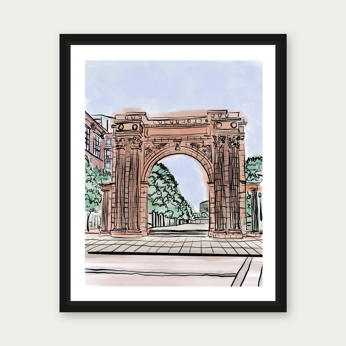 Old Union Station Columbus 1 Floating Frame Canvas - Black floating frame