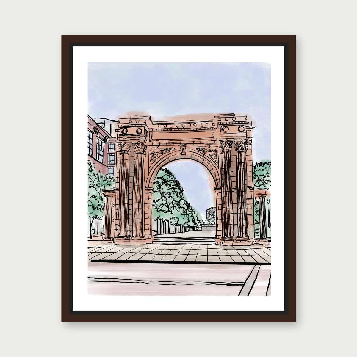 Old Union Station Columbus 1 Floating Frame Canvas - Espresso floating frame