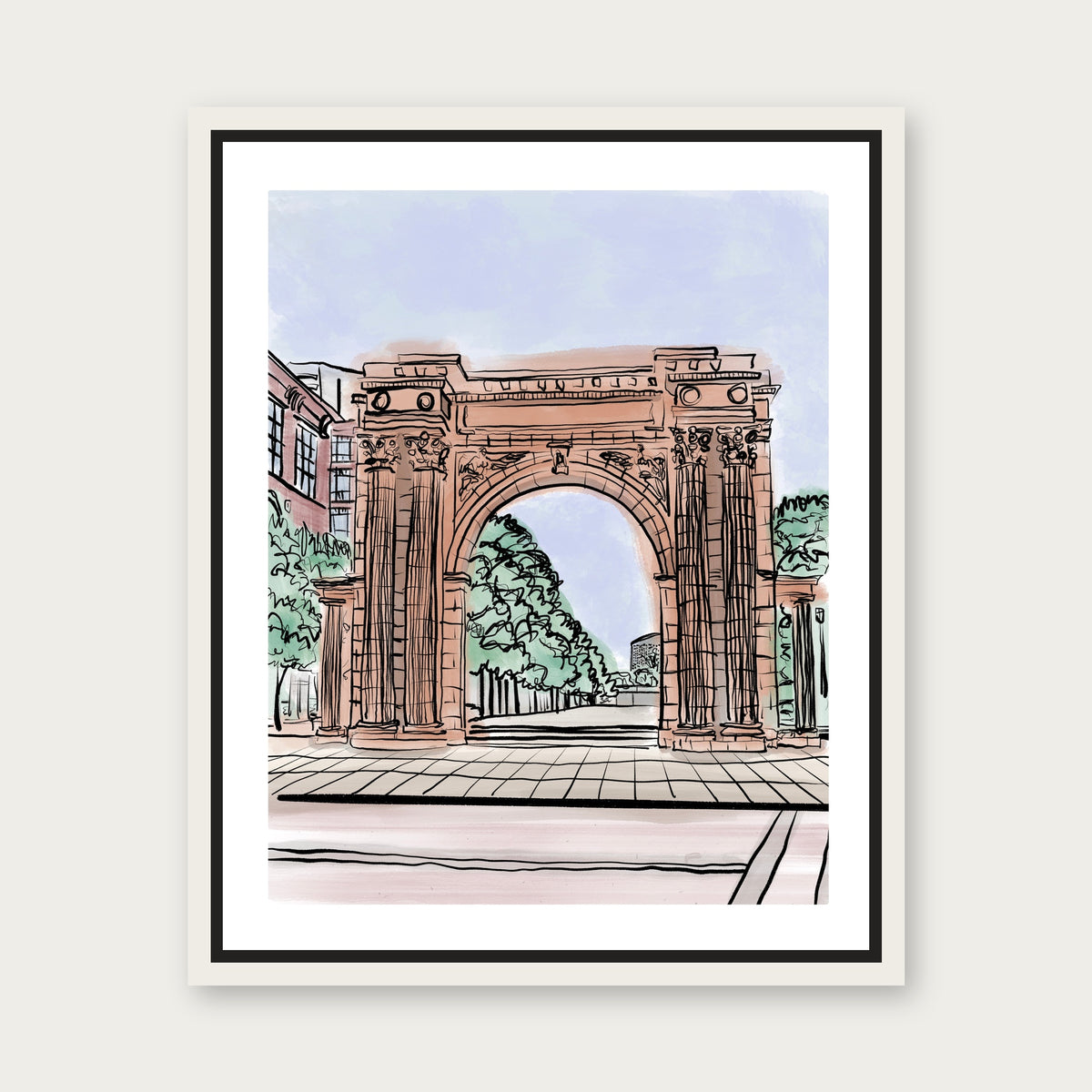 Old Union Station Columbus 1 Floating Frame Canvas - White floating frame