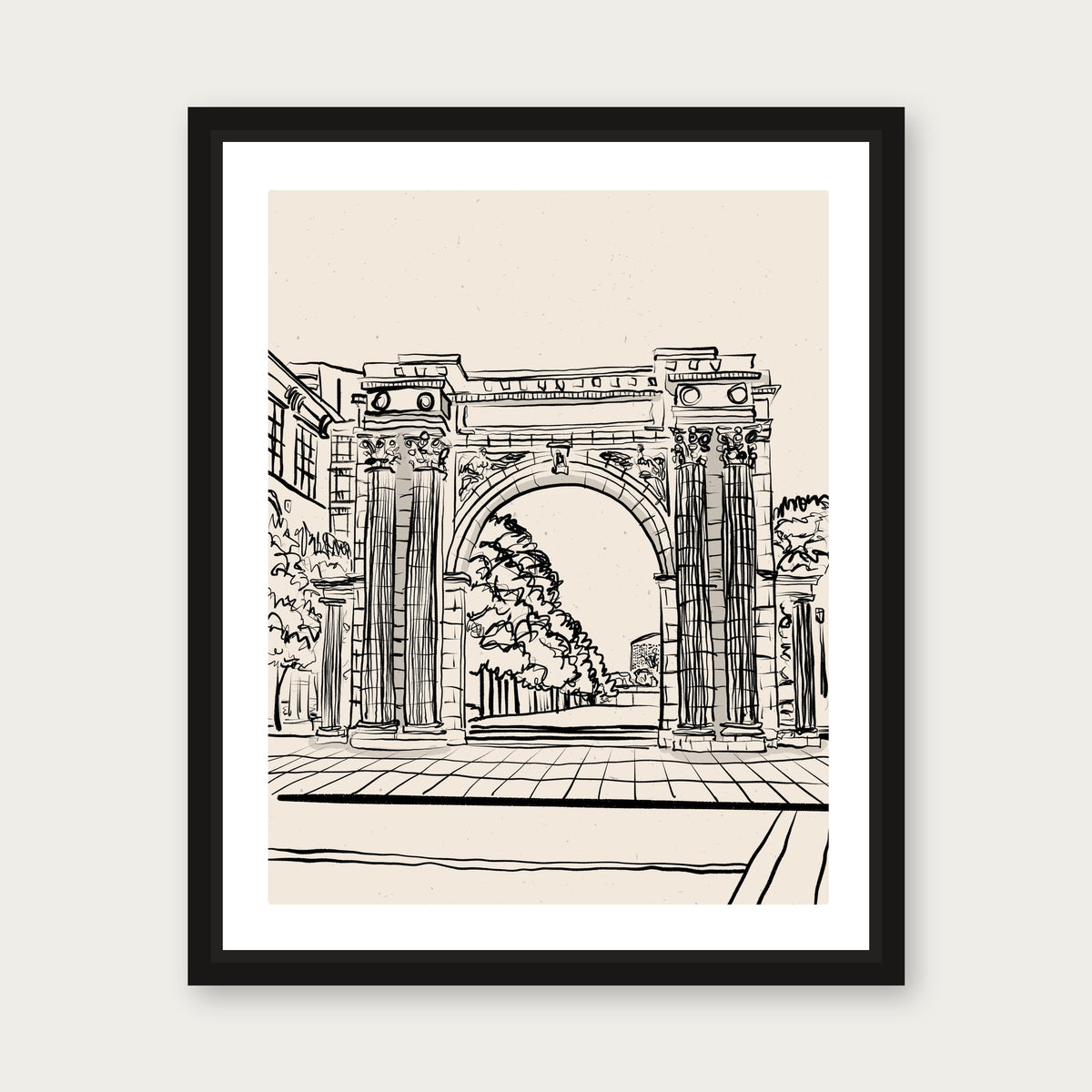 Old Union Station Columbus Floating Frame Canvas - Black floating frame