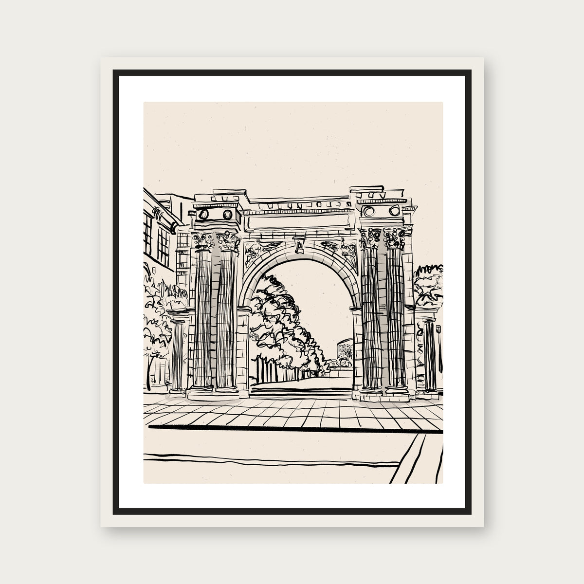 Old Union Station Columbus Floating Frame Canvas - White floating frame