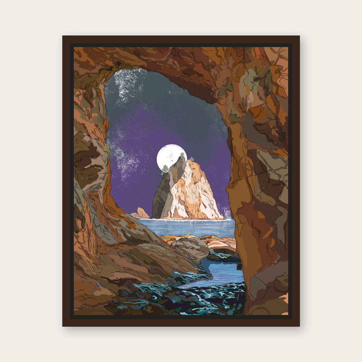 Olympic National Park Floating Frame Canvas - Espresso floating frame