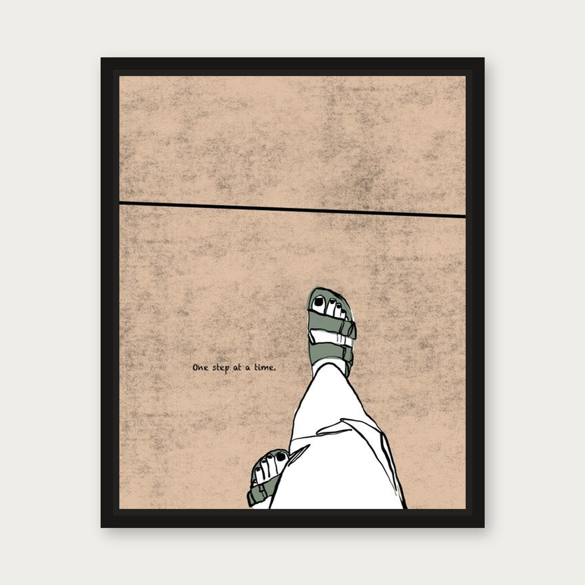 One Step At A Time Floating Frame Canvas - Black floating frame