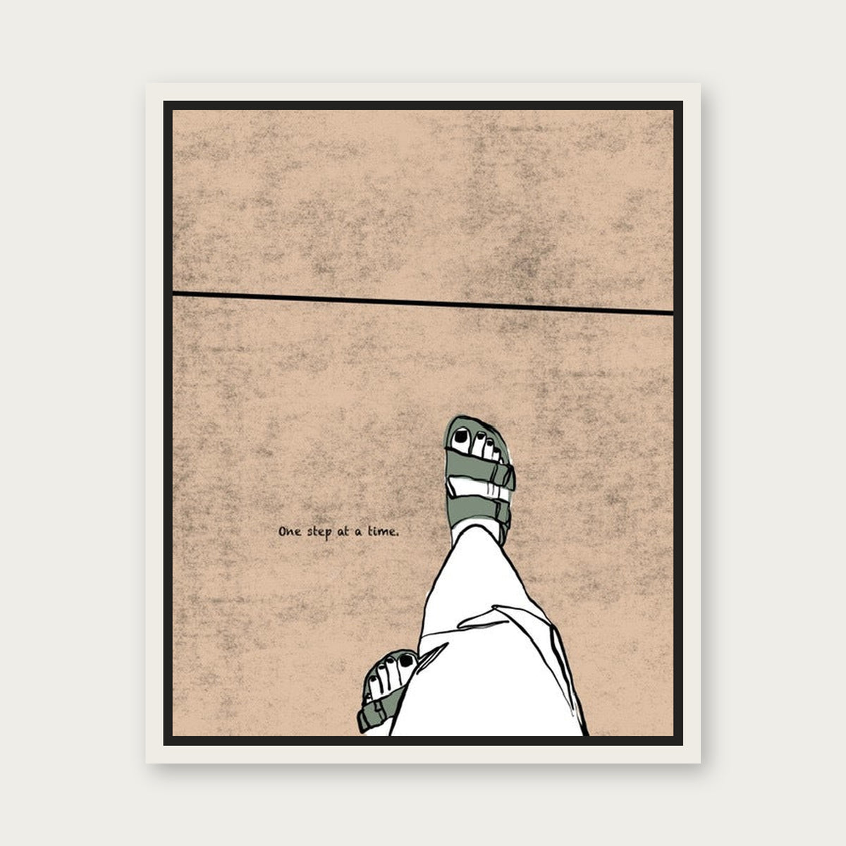 One Step At A Time Floating Frame Canvas - White floating frame