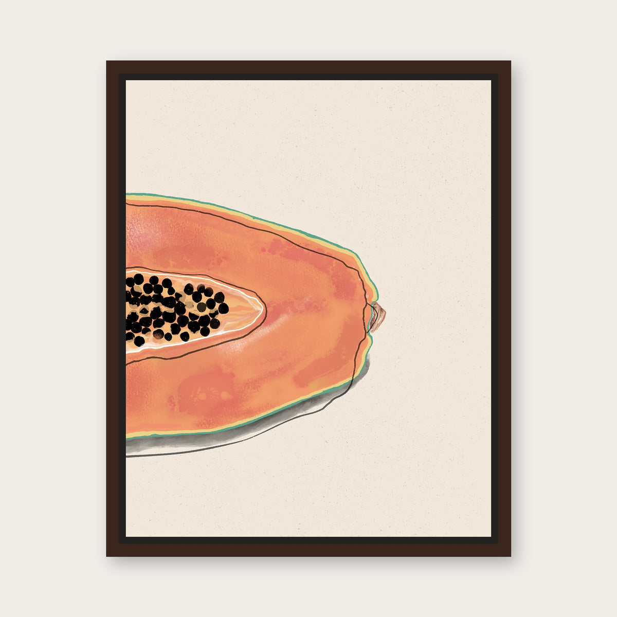 Papaya Floating Frame Canvas - Espresso floating frame