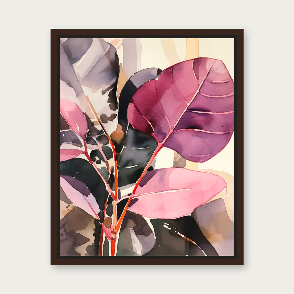 Pink Rubber Floating Frame Canvas - Espresso floating frame