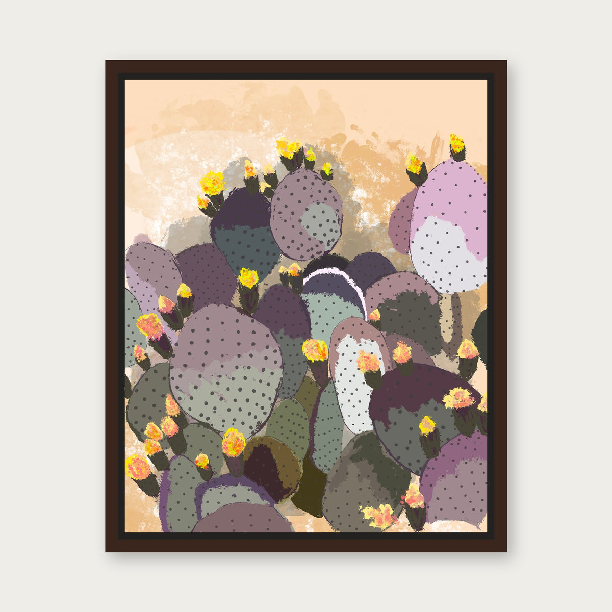 Prickly Floating Frame Canvas - Espresso floating frame