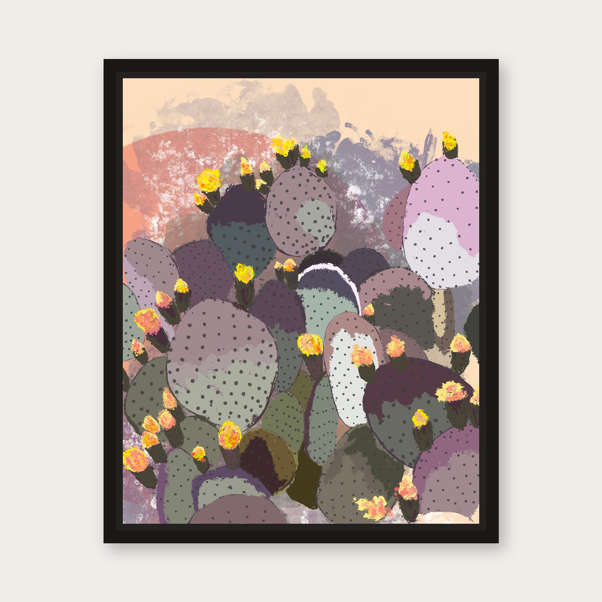 Prickly Red Floating Frame Canvas - Black floating frame