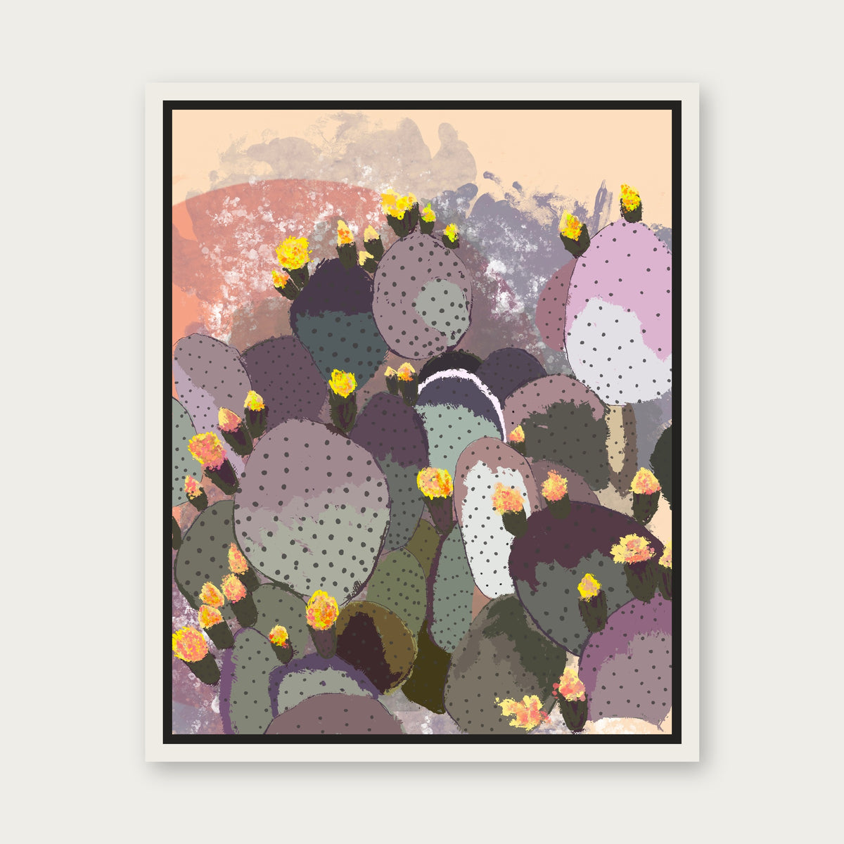 Prickly Red Floating Frame Canvas - White floating frame