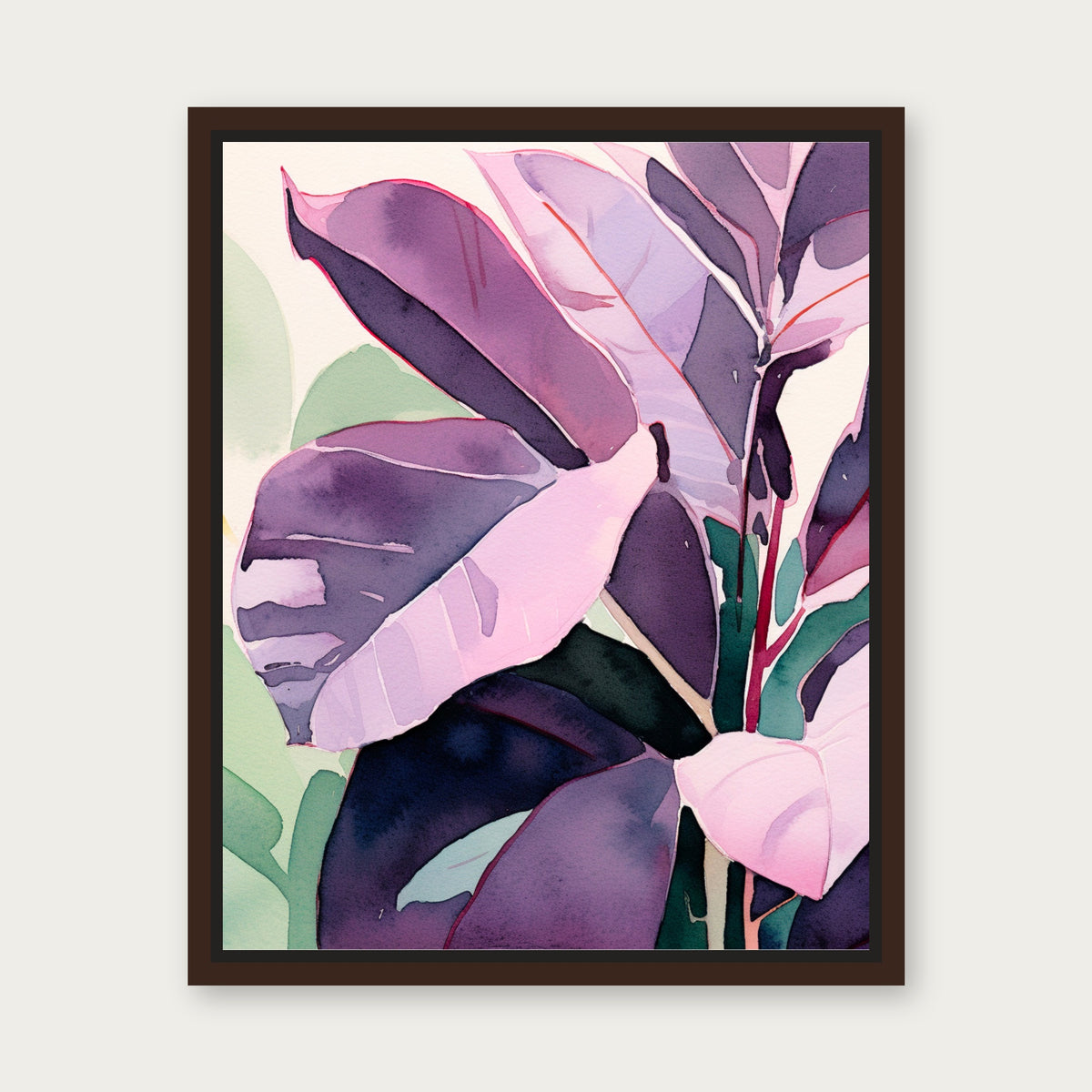 Purple Blush Floating Frame Canvas - Espresso floating frame