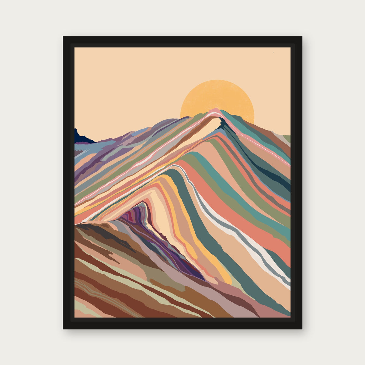 Rainbow Mountain Floating Frame Canvas - Black floating frame
