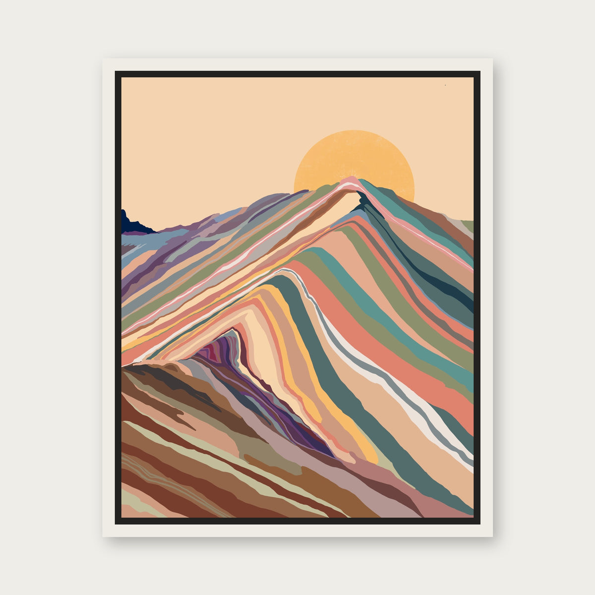 Rainbow Mountain Floating Frame Canvas - White floating frame