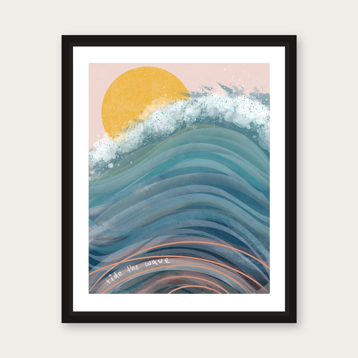 Ride The Wave Floating Frame Canvas - Black floating frame