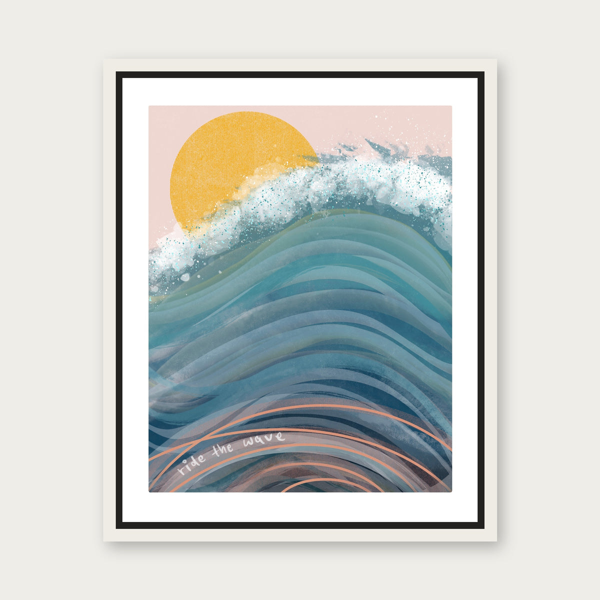 Ride The Wave Floating Frame Canvas - White floating frame
