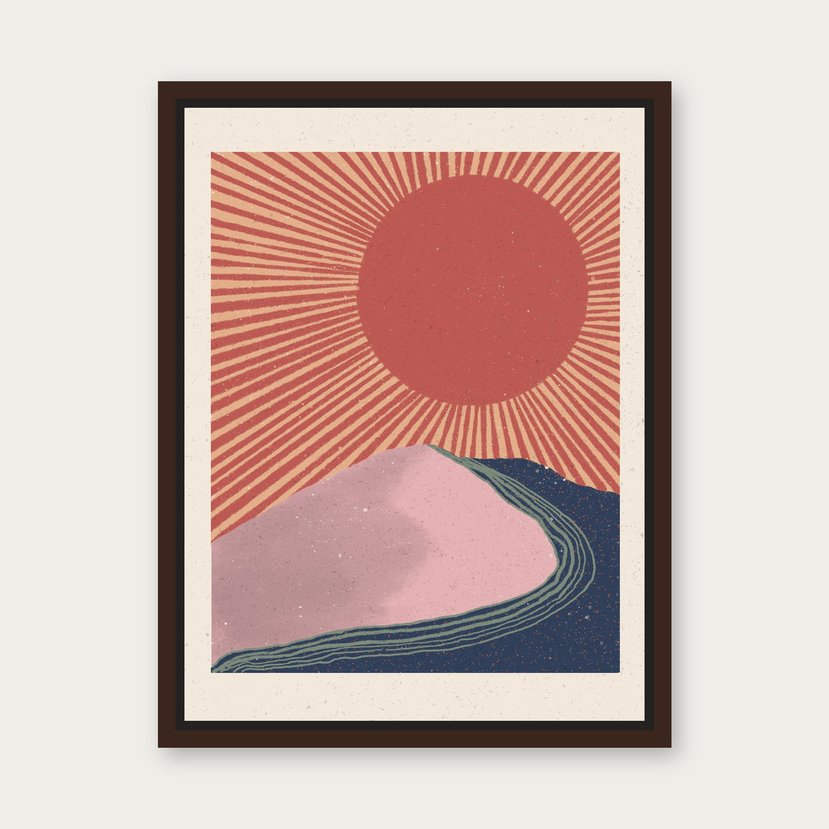 Rising Sun 1 Floating Frame Canvas - Espresso floating frame