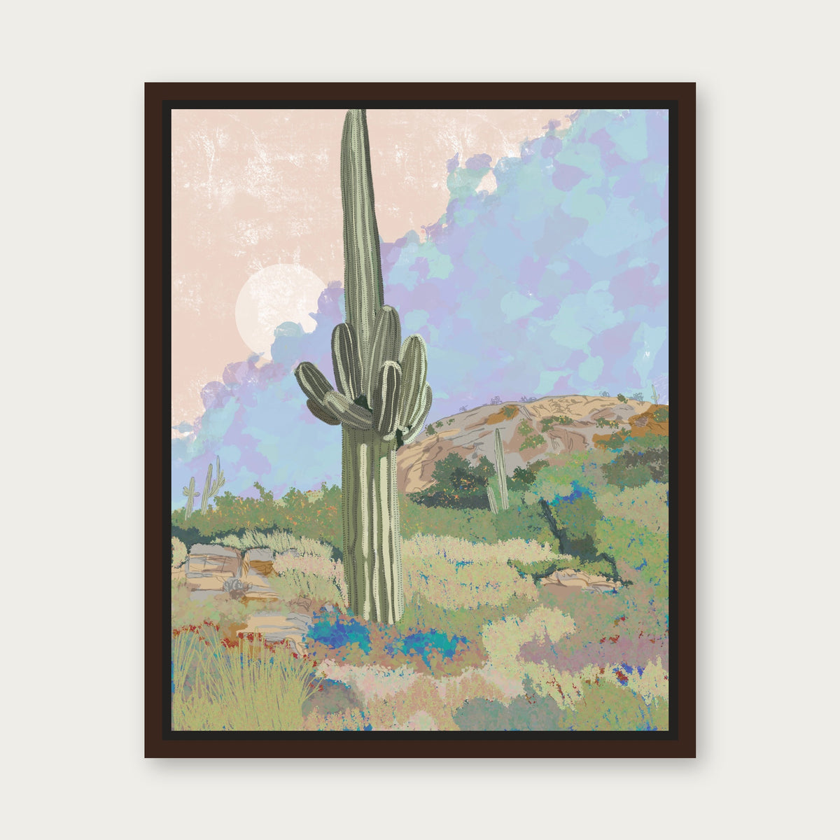 Saguaro National Park Floating Frame Canvas - Espresso floating frame