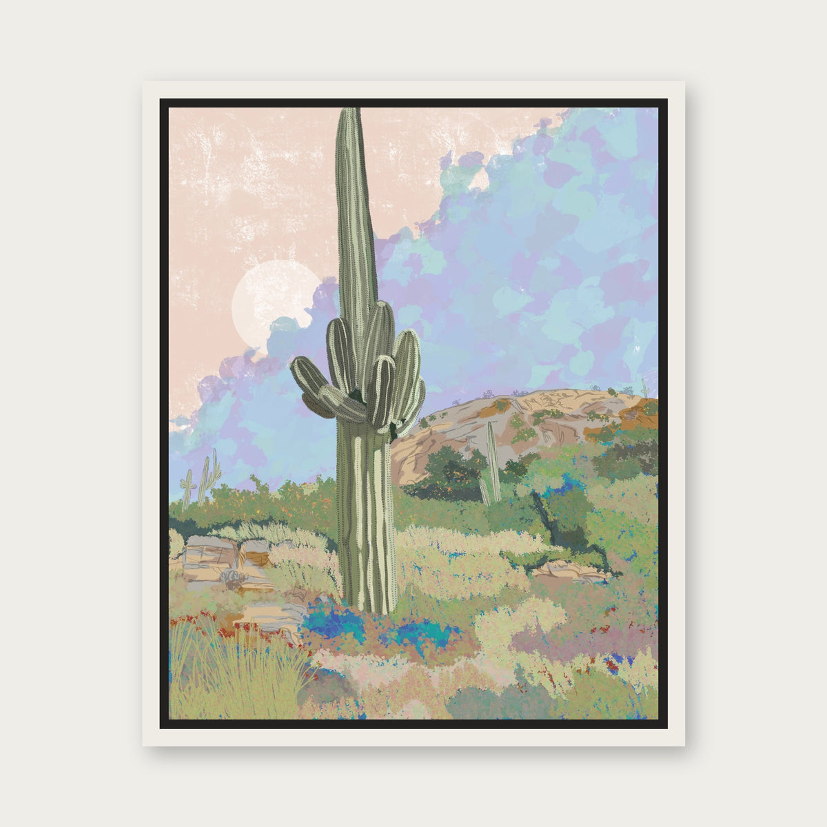 Saguaro National Park Floating Frame Canvas - White floating frame