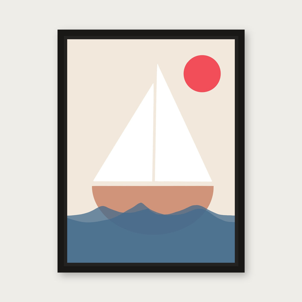 Sail Away 1 Floating Frame Canvas - Black floating frame