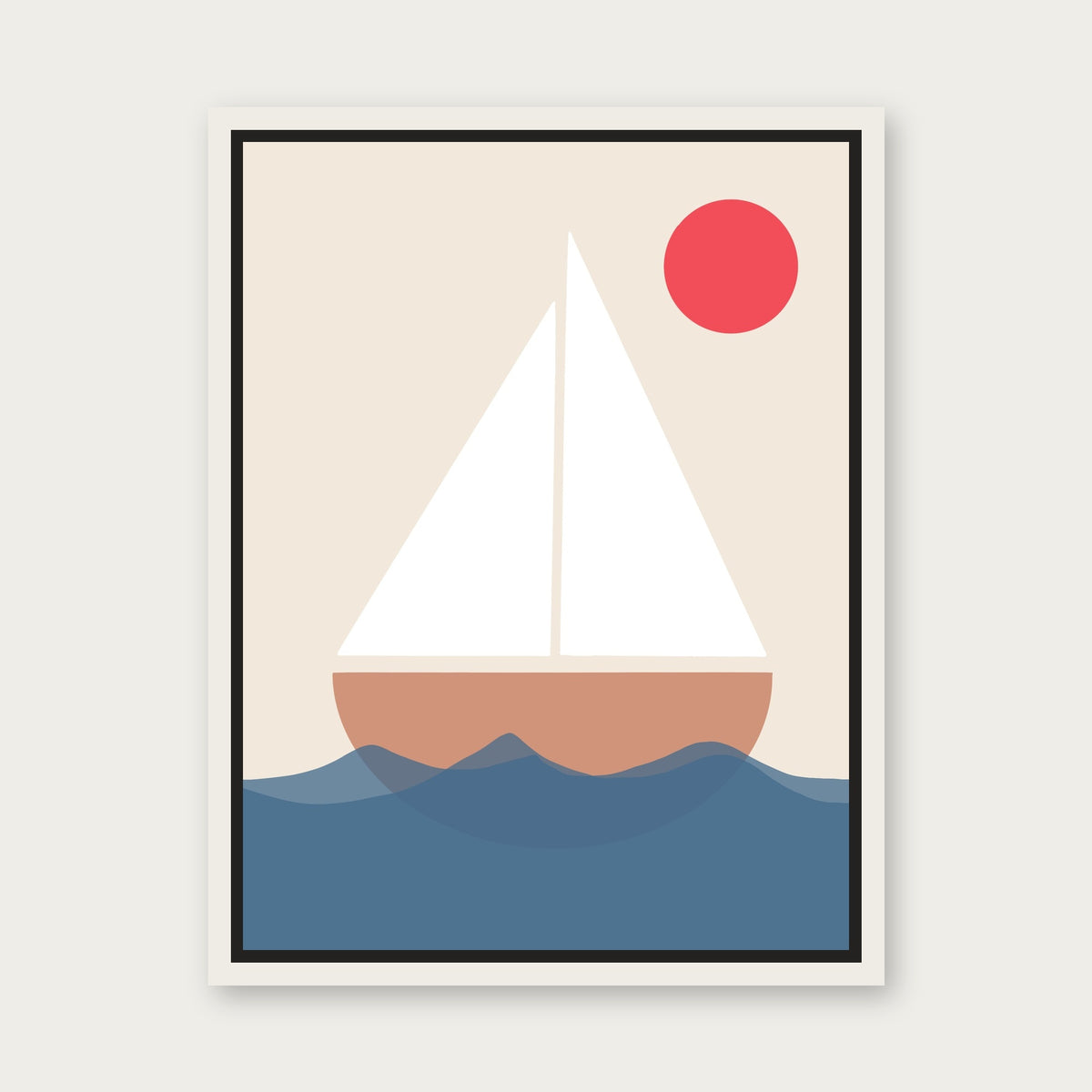 Sail Away 1 Floating Frame Canvas - White floating frame