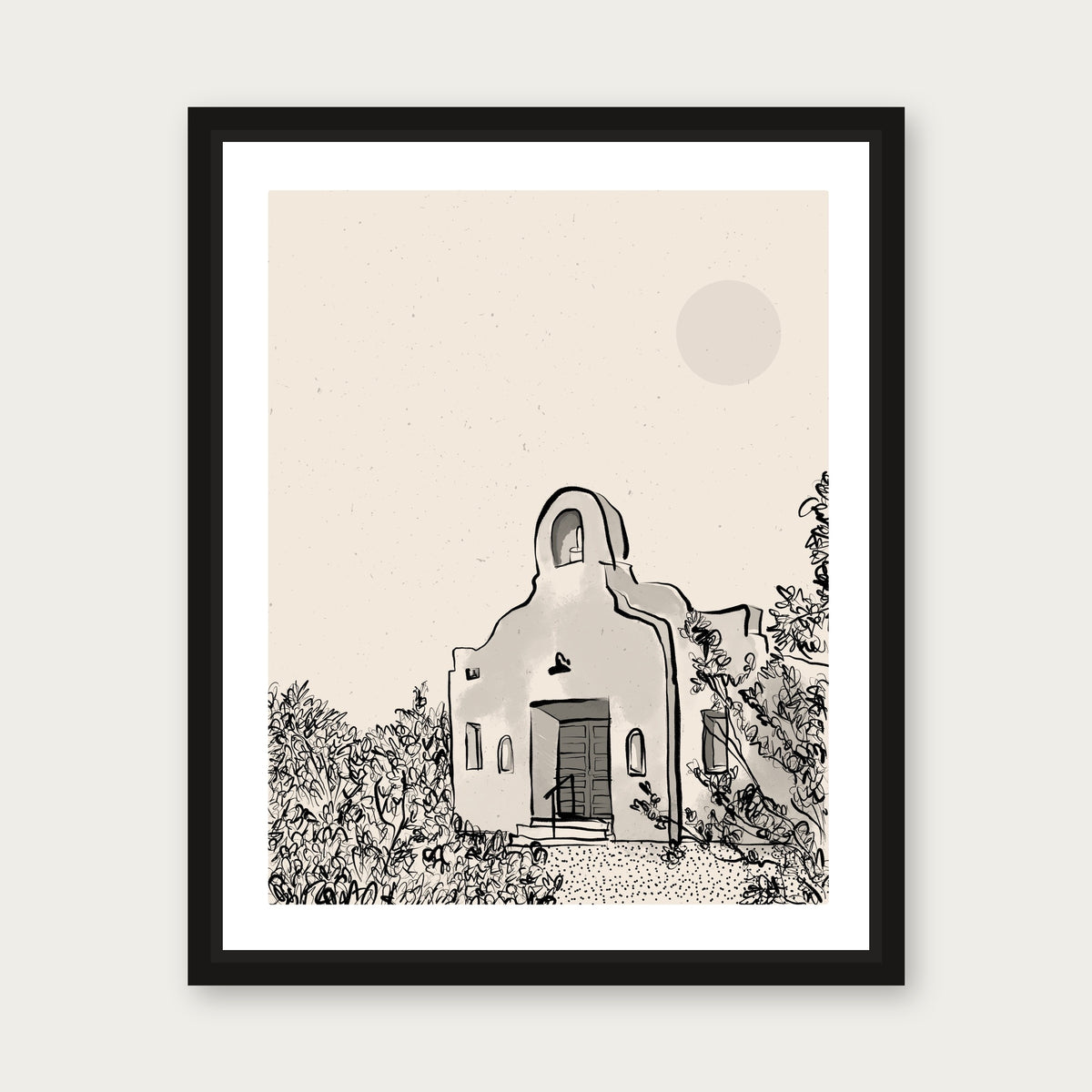 San Pedro Chapel Floating Frame Canvas - Black floating frame