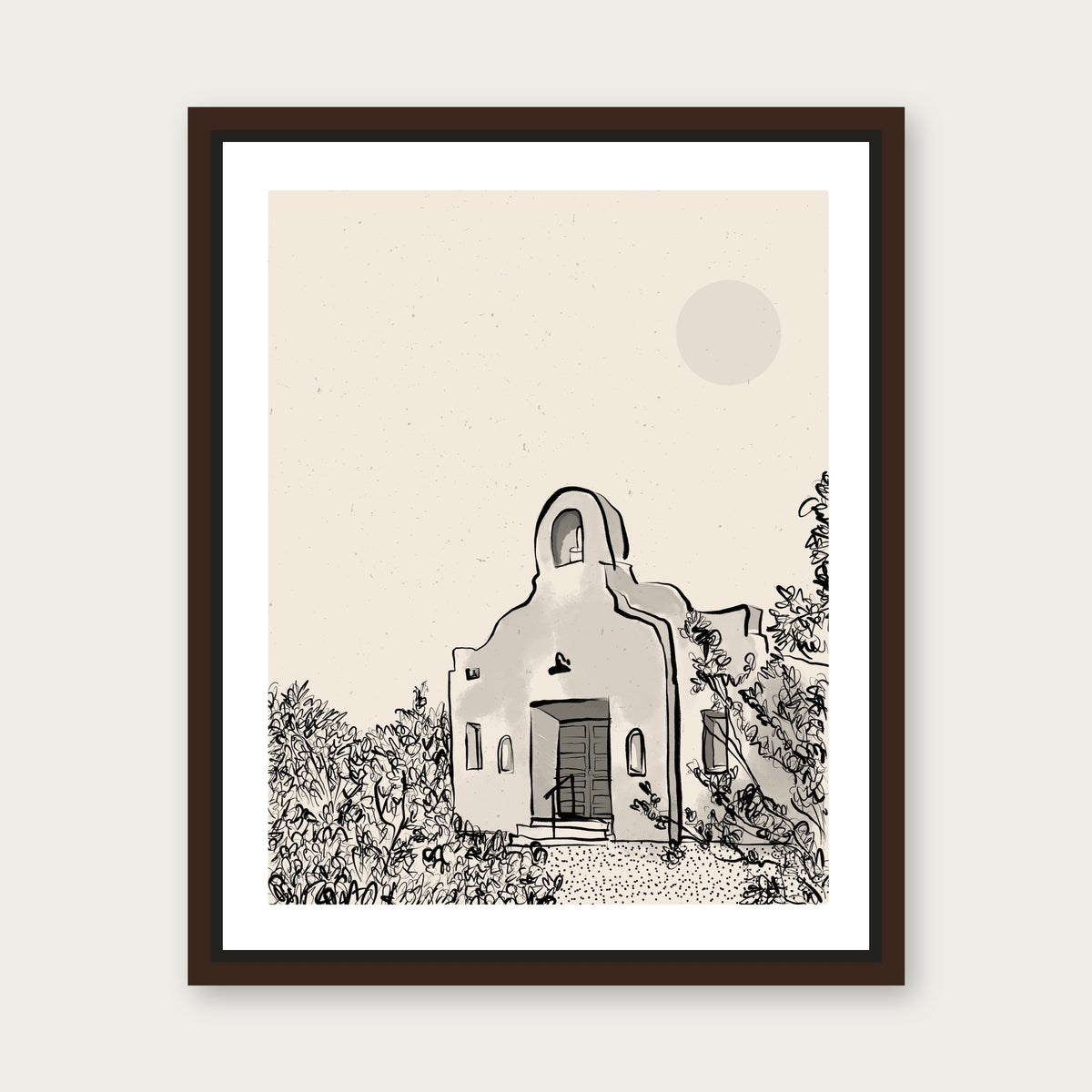 San Pedro Chapel Floating Frame Canvas - Espresso floating frame
