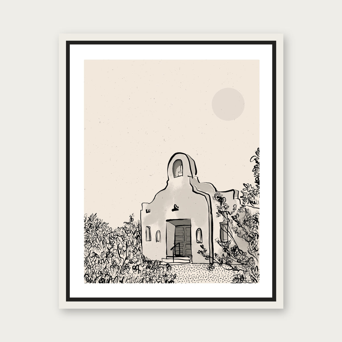 San Pedro Chapel Floating Frame Canvas - White floating frame