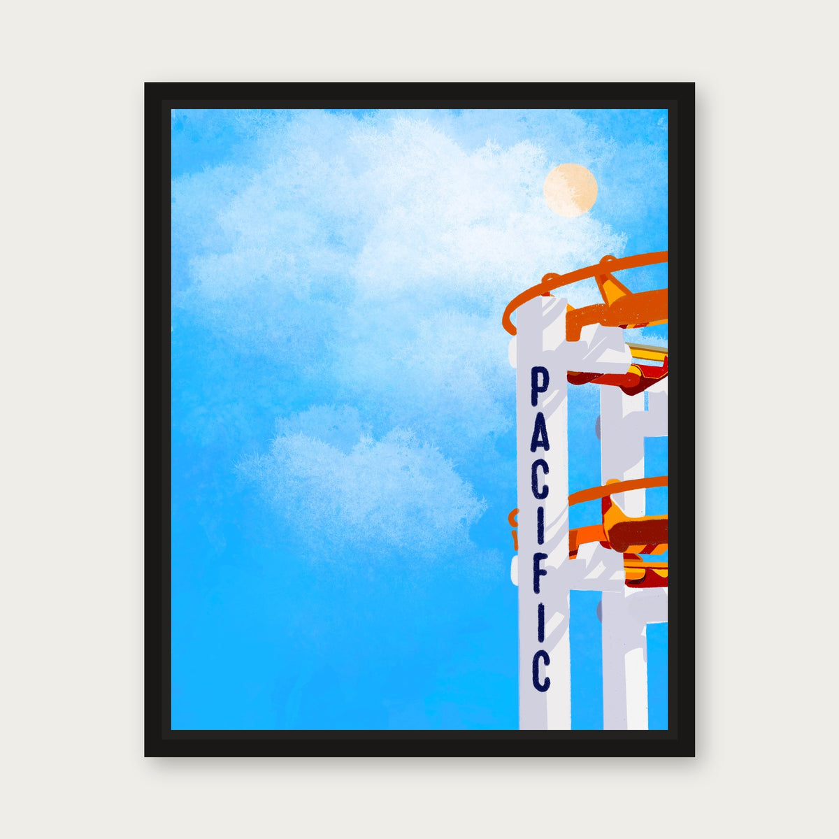Santa Monica Floating Frame Canvas - Black floating frame