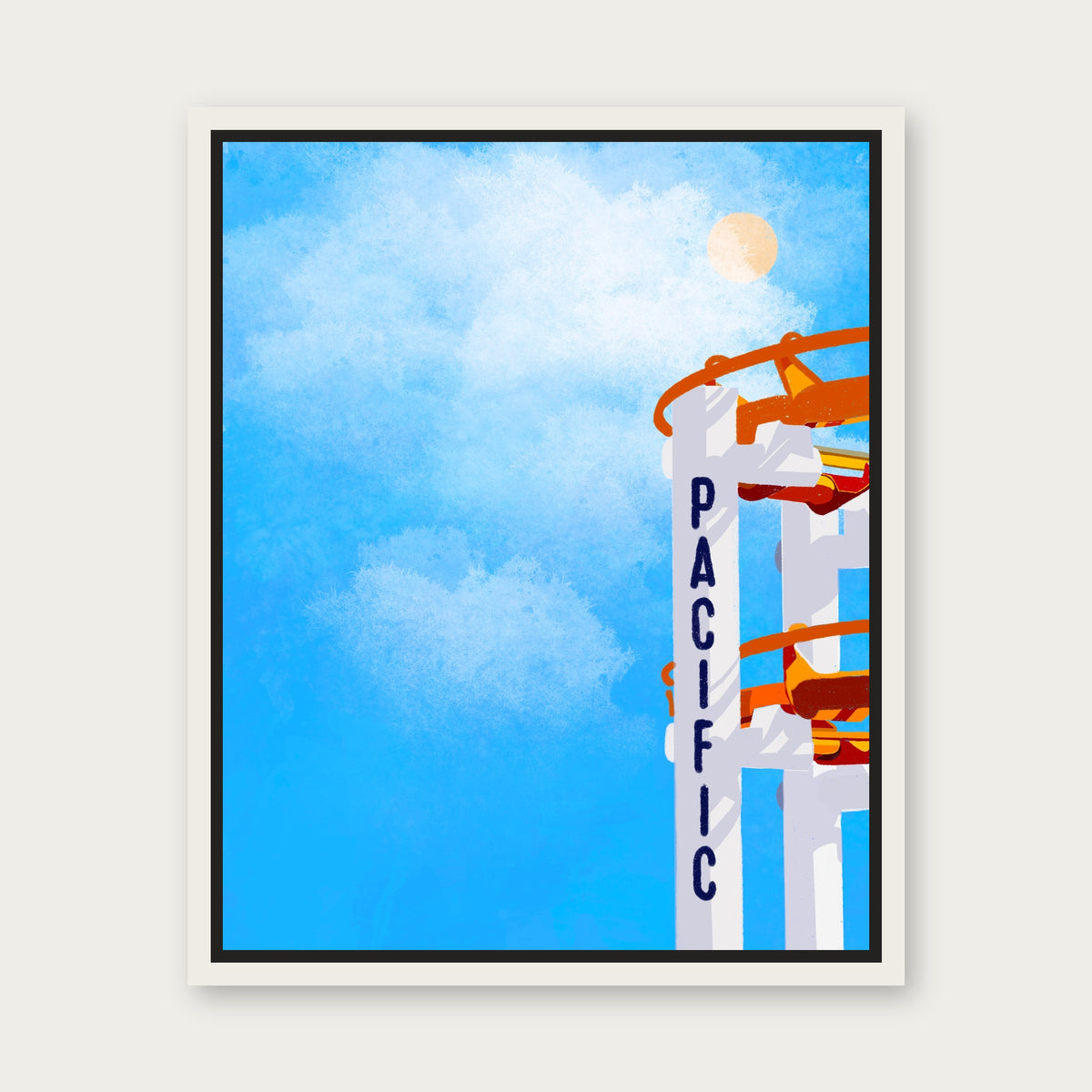 Santa Monica Floating Frame Canvas - White floating frame
