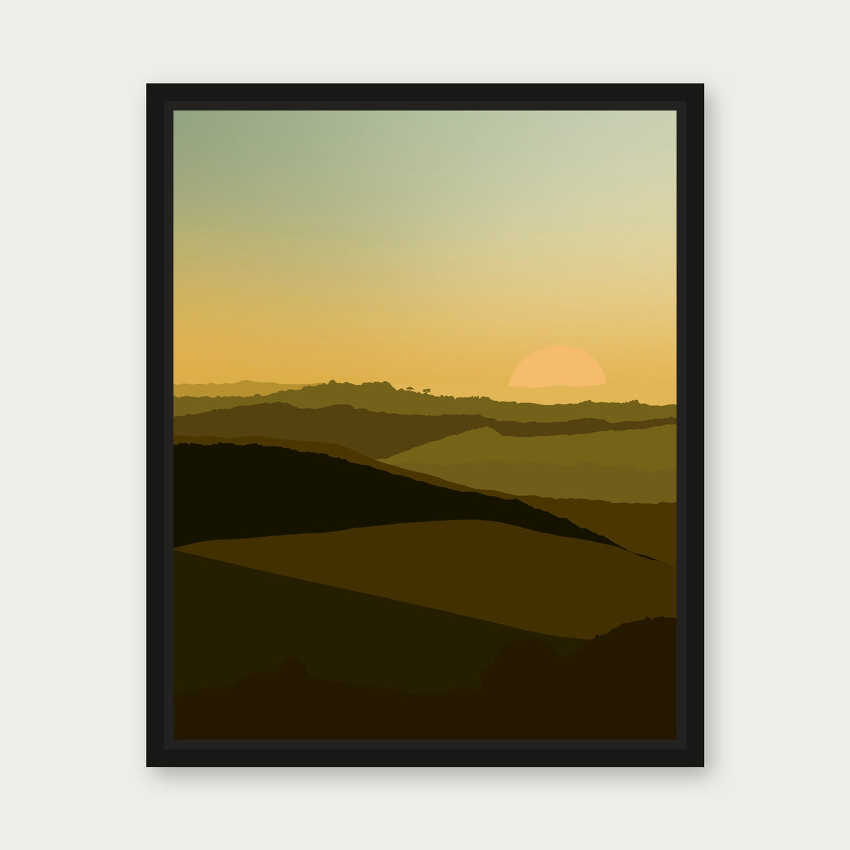 Savannah Sunset Floating Frame Canvas - Black floating frame