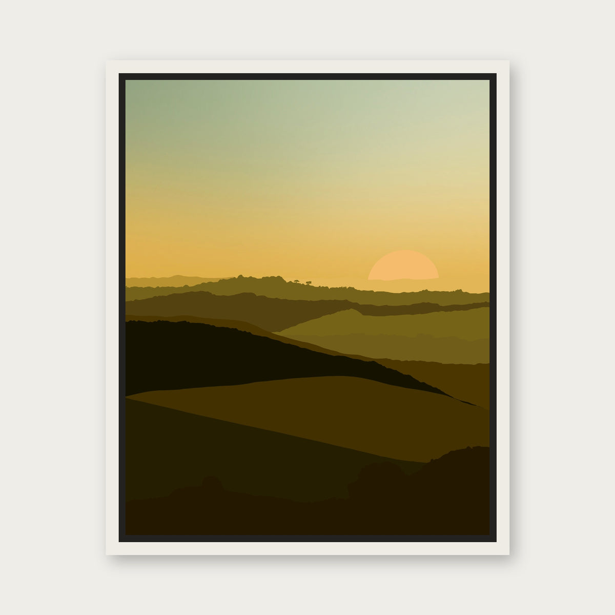 Savannah Sunset Floating Frame Canvas - White floating frame