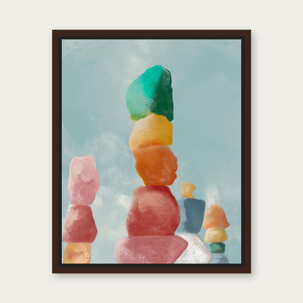 Seven Magic Mountains Floating Frame Canvas - Espresso floating frame