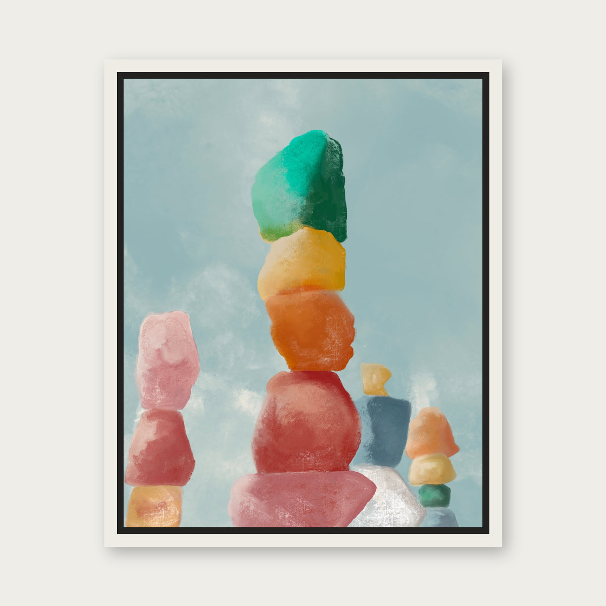 Seven Magic Mountains Floating Frame Canvas - White floating frame