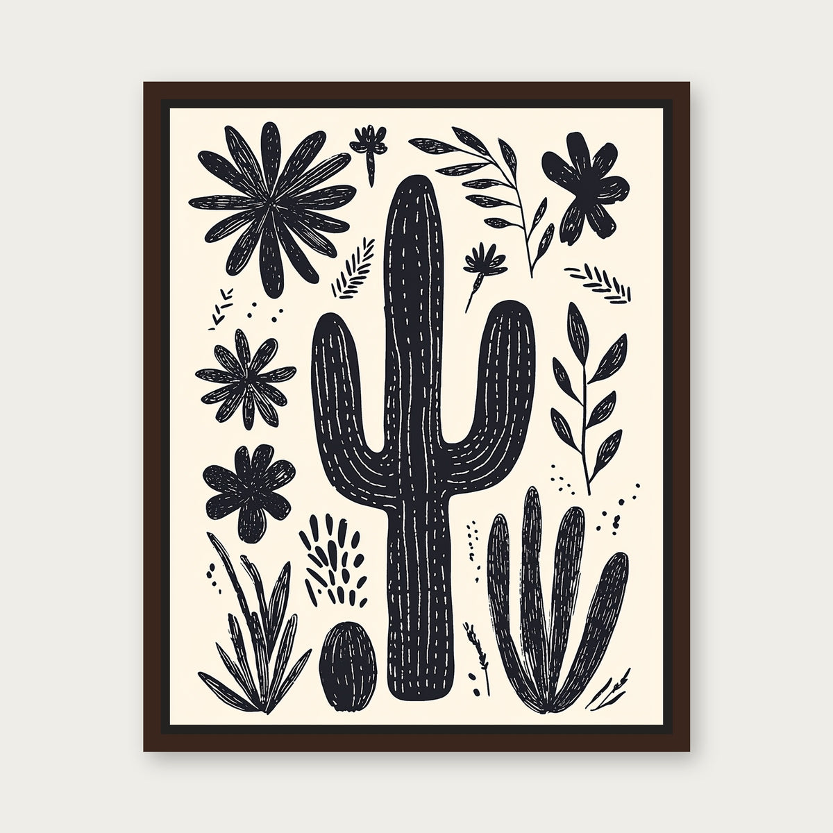 Shallow Water Framed Copy Floating Frame Canvas - Espresso floating frame