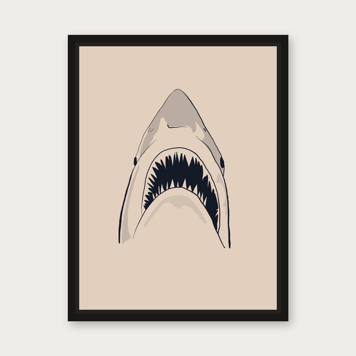 Shark Time 1 Floating Frame Canvas - Black floating frame