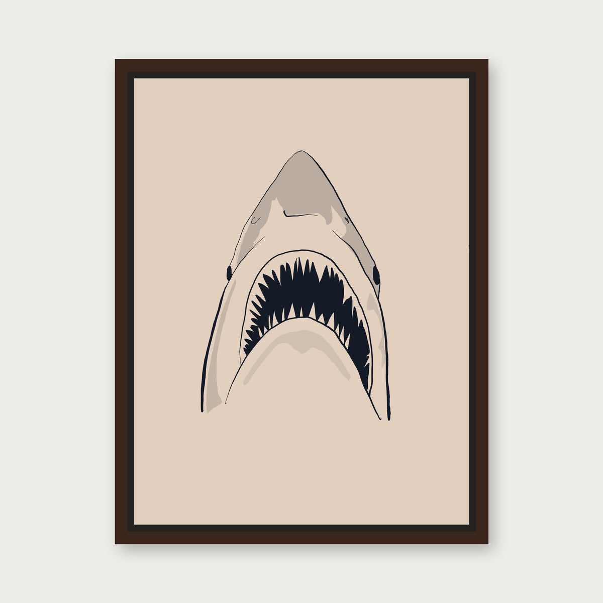 Shark Time 1 Floating Frame Canvas - Espresso floating frame