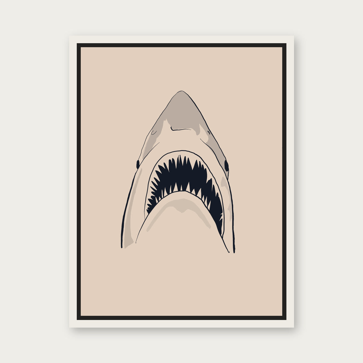 Shark Time 1 Floating Frame Canvas - White floating frame