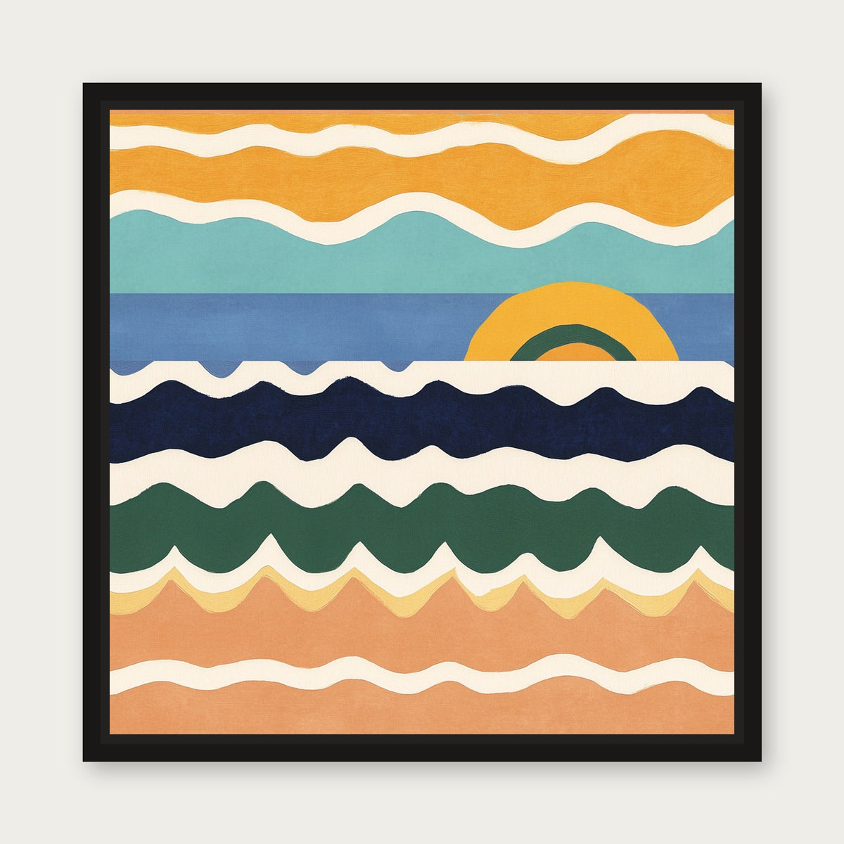 Sorbet Sun Framed Floating Frame Canvas - Black floating frame