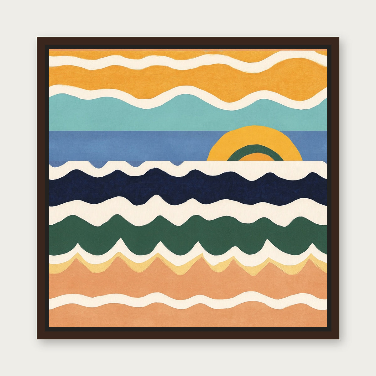 Sorbet Sun Framed Floating Frame Canvas - Espresso floating frame