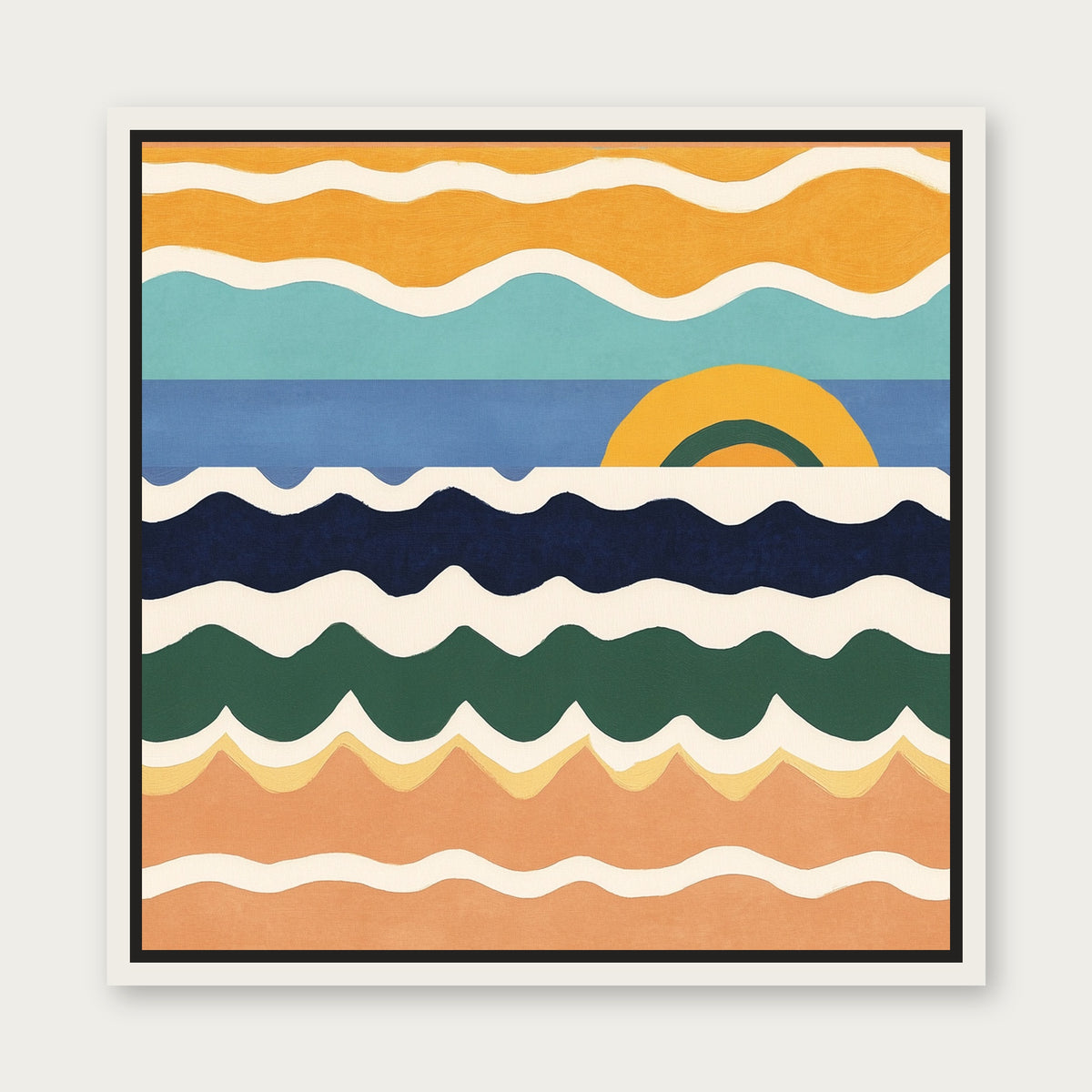 Sorbet Sun Framed Floating Frame Canvas - White floating frame