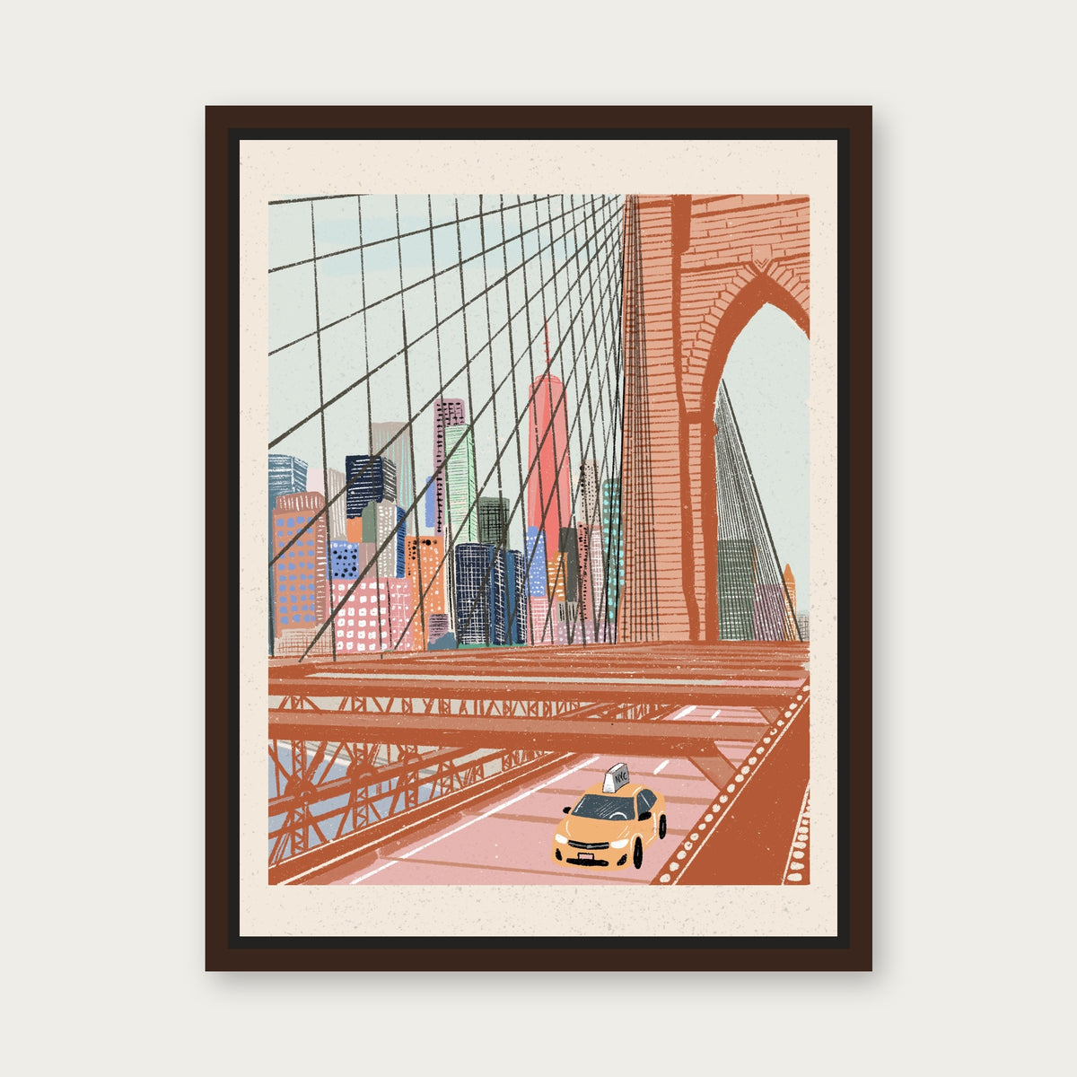 Start Spreading The News 3 Floating Frame Canvas - Espresso floating frame