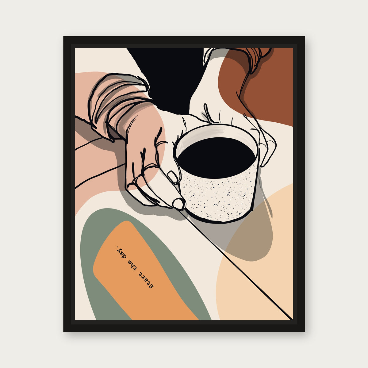 Start The Day Floating Frame Canvas - Black floating frame