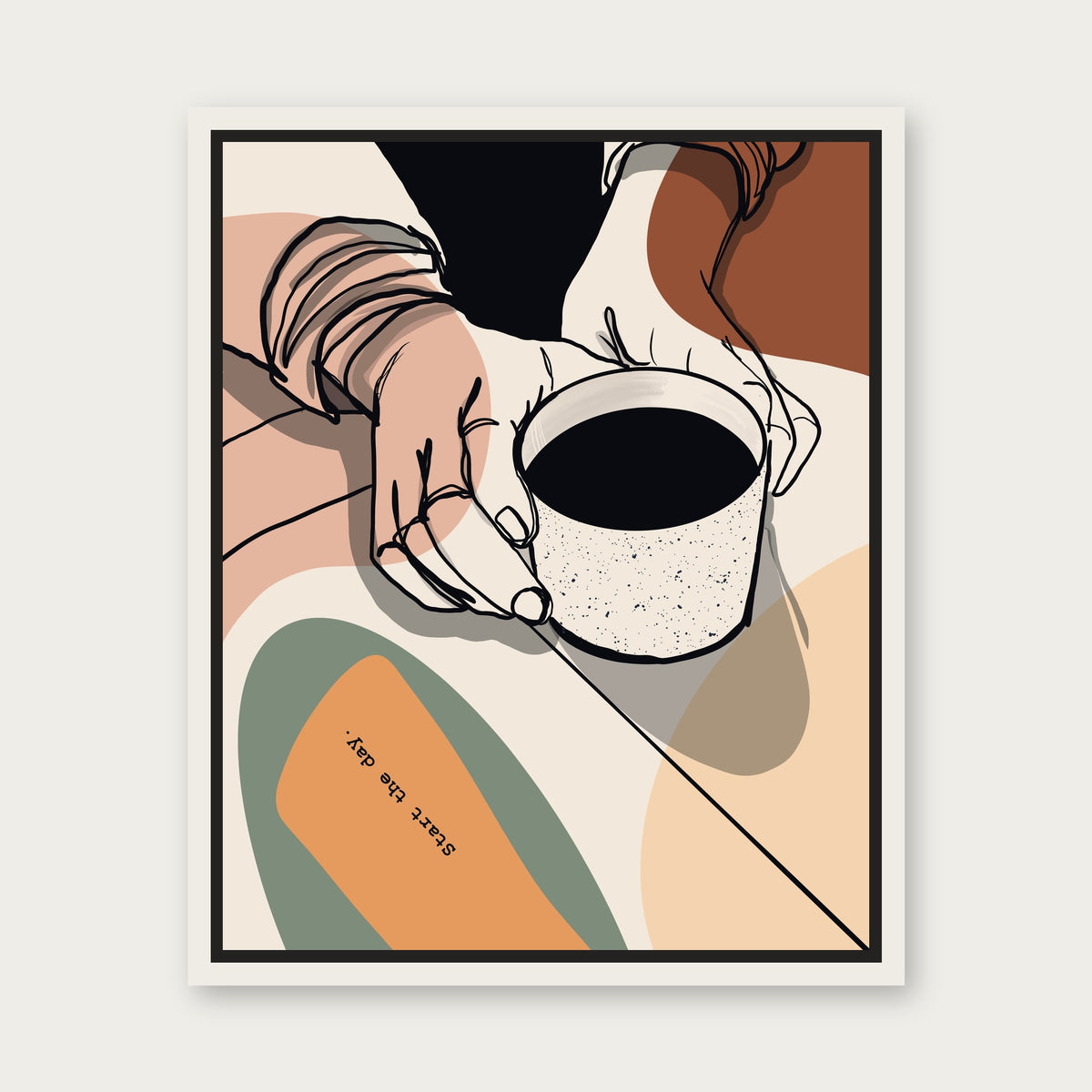 Start The Day Floating Frame Canvas - White floating frame