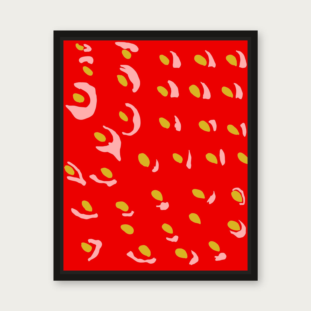 Strawberry Beret 1 Floating Frame Canvas - Black floating frame