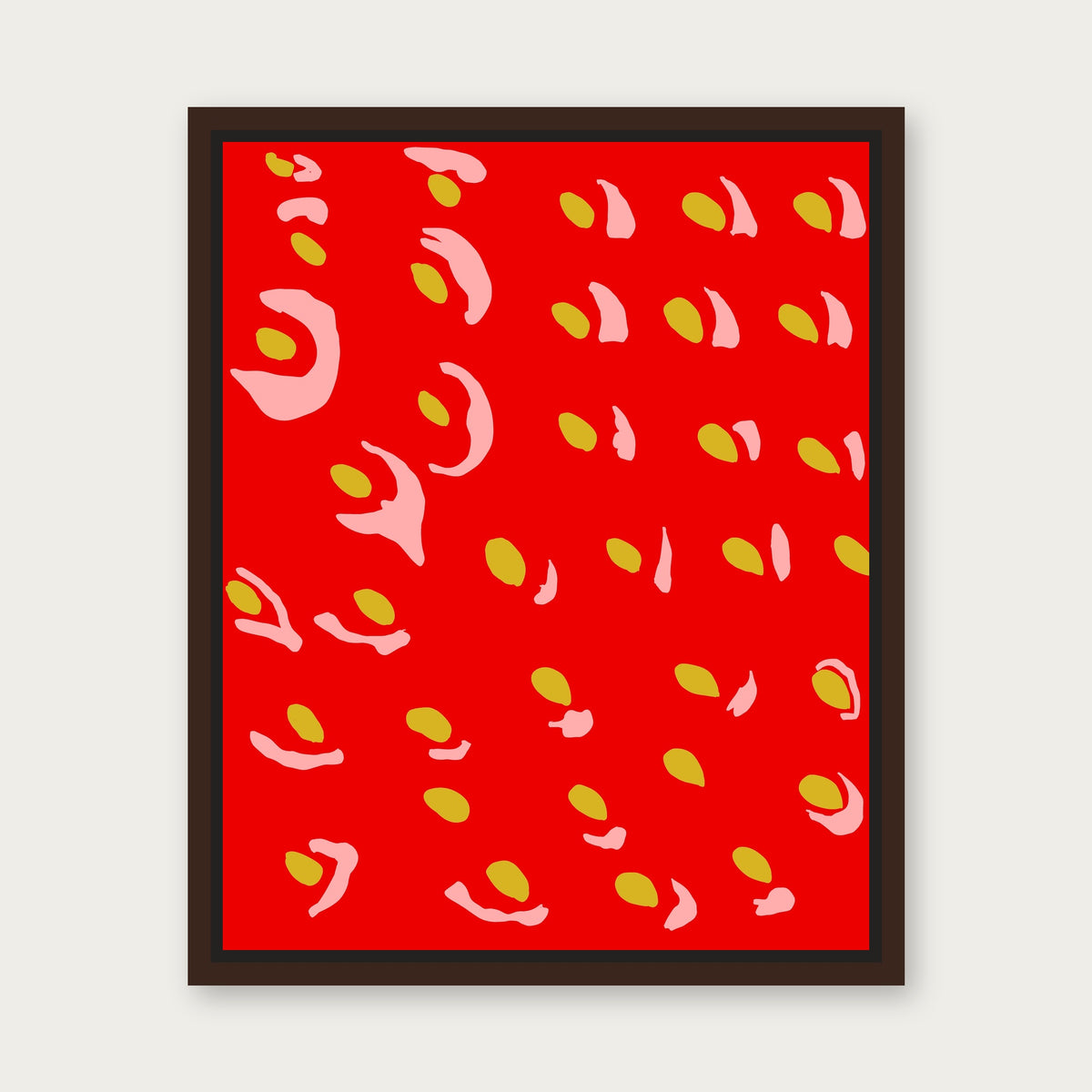 Strawberry Beret 1 Floating Frame Canvas - Espresso floating frame