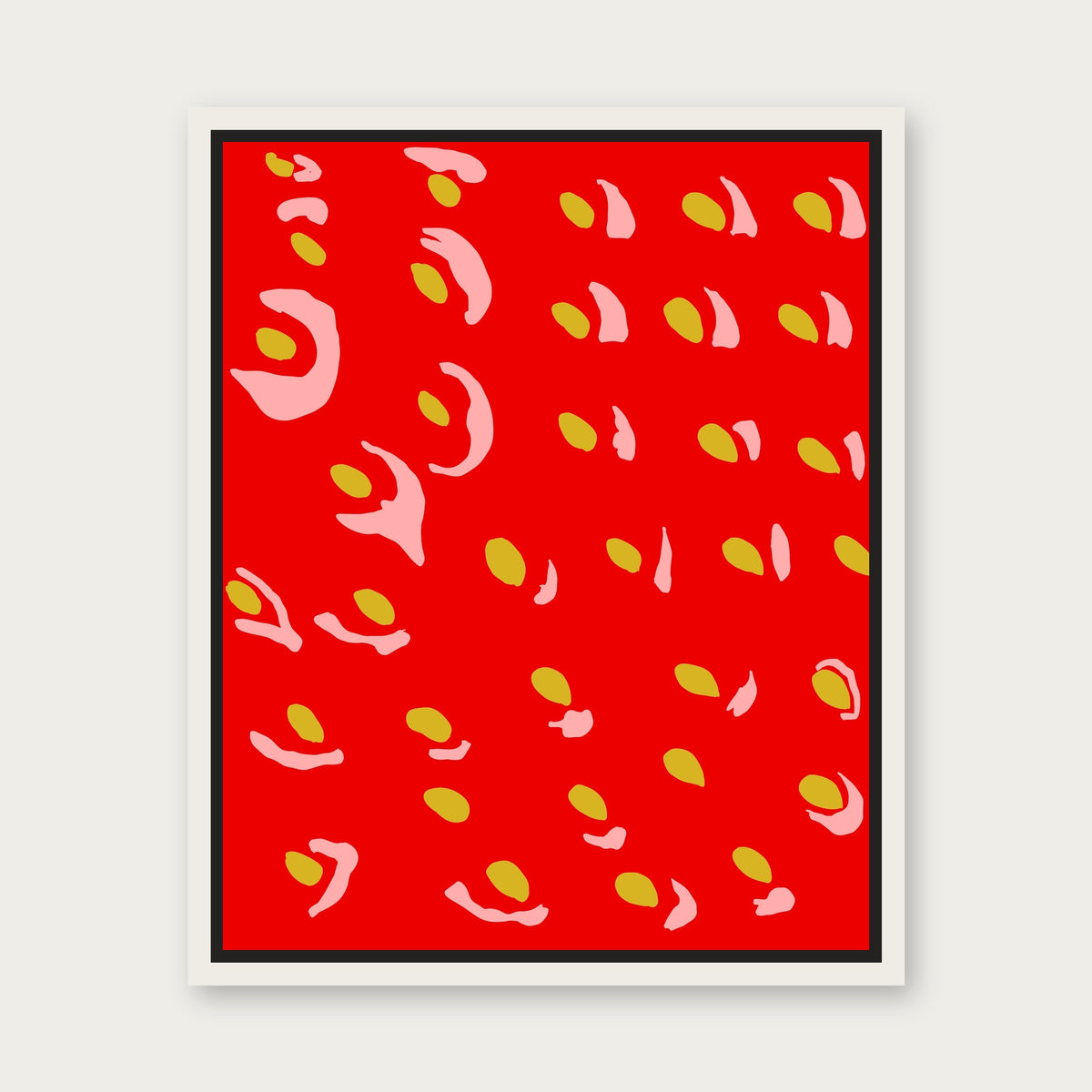 Strawberry Beret 1 Floating Frame Canvas - White floating frame