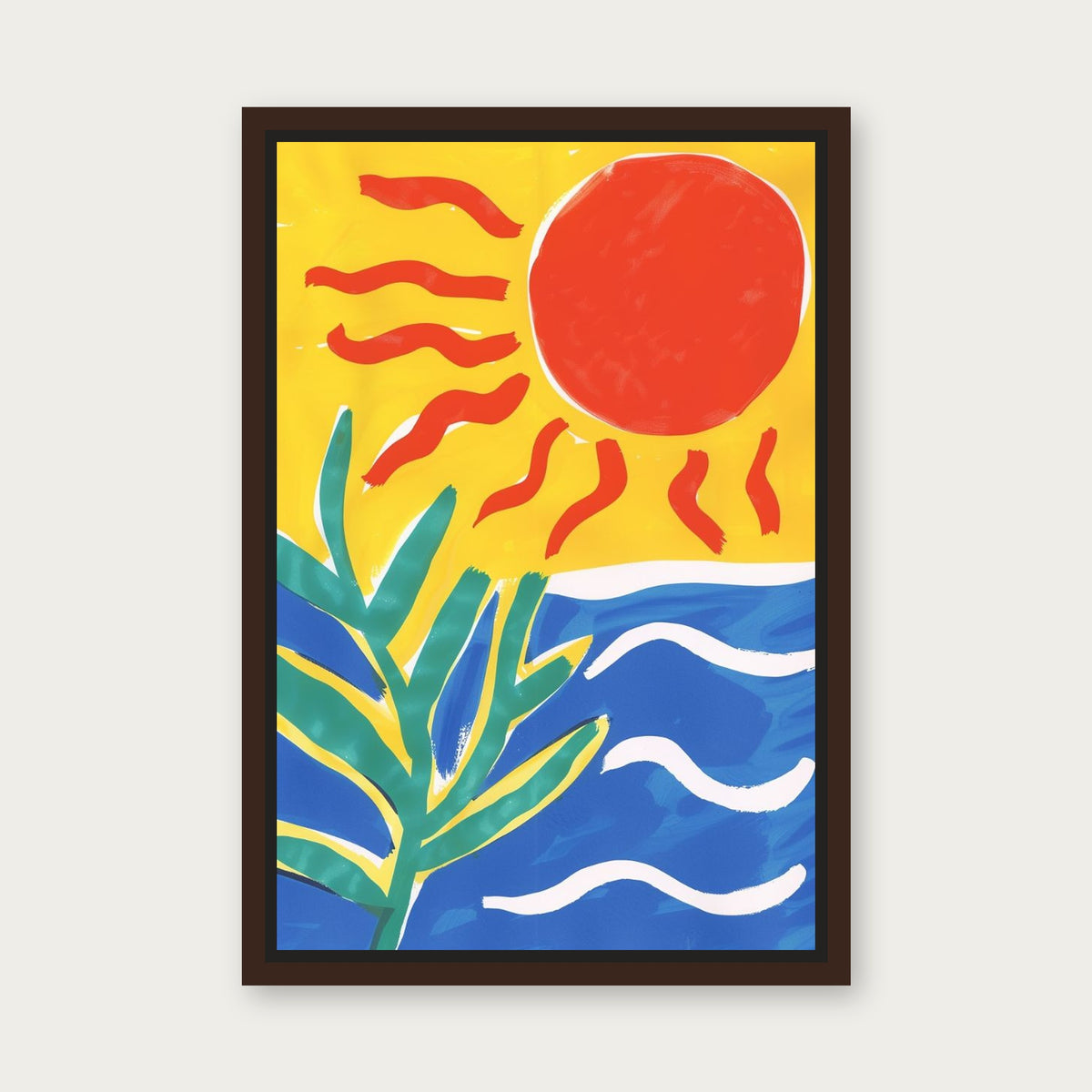 Sun Tide Floating Frame Canvas - Espresso floating frame